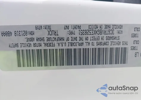 2019 Ram Promaster 1500 High Roof 136 Wb из США, поврежденный, VIN 3C6TRVBGXKE528351